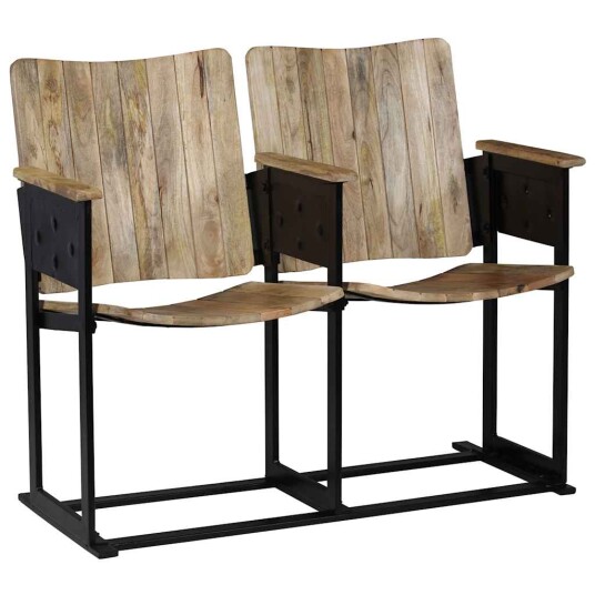 2-seters benk heltre mango og stål 8718475580881