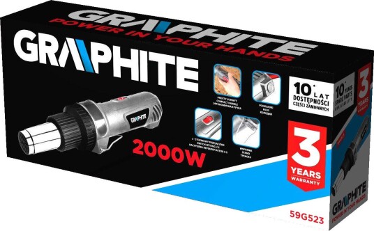 Graphite Varmluftpistol 59G523 2000 w, Temperatur Opptil 550°C