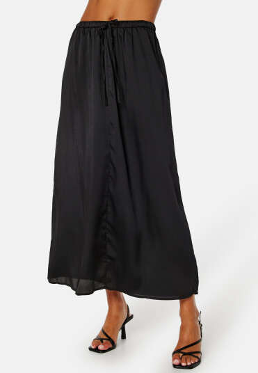 ONLY Suzette Ankel Long Satin Skirt Black M
