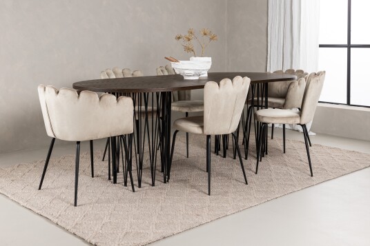 Venture Home Spisegruppe Alismo 220 cm Oval med 2 Limhamn Stoler Beige