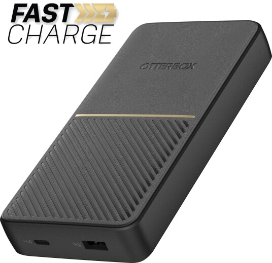 Otterbox - Strømbank - 20000 Mah - 18 Watt - 3 A - Pd 3.0, Qc 3.0, Fast Charge, Apple Fast Charge, Afc, Huawei Fast Charge, Pe 2.0+, Sfcp, Bc 1.2 - 2 Utgangskontakter (Usb, 24 Pin Usb-C) - På Kabel: Usb-C - Skumringssvart