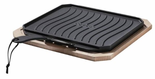 cozze ® vendbar støpejernspanne med bordskåner 330 x 330 mm.