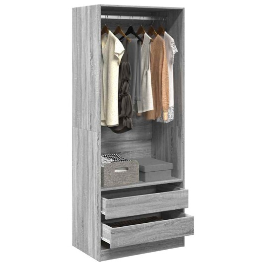  Garderobe grå sonoma 80x50x200 cm konstruert tre