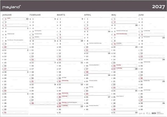 Mayland Kmpekalender Moderne 2x6 mdr. papir rr 2027