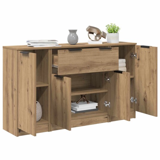 Serviesskap med skuff 3 pcs Artisan Eik Konstruert tre