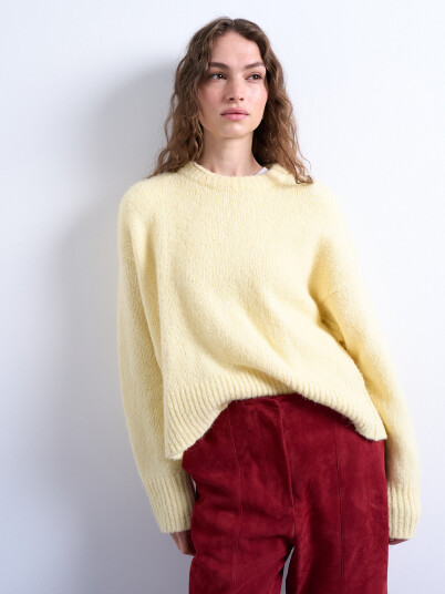 Topshop Ultimate Long Sleeve O Neck Pullover Gul M