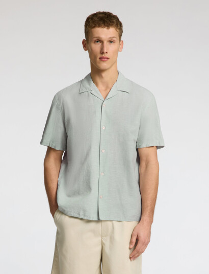 Selected Slhrelaxnew-Linen Shirt Ss Resort - Green - M