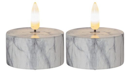 STAR TRADING 064-14 FLAMME MARBLE 5,5 X 6 CM LED-STEARINLYS 2 STK GRÅ 064-14