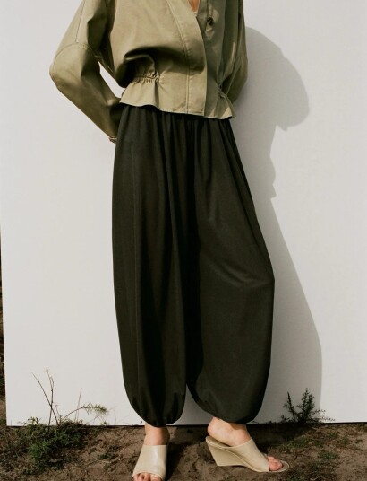 Mango Mid Rise Harem Pants   Khaki green   XL