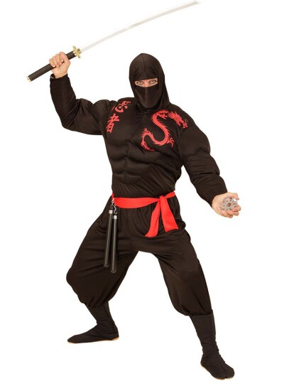 Widmann S.r.l. Ninja med Muskler Karnevalskostyme Small