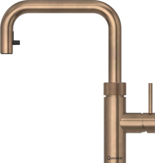 Quooker Flex Square Kjøkkenarmatur med Uttrekksslange Aldret Messing / Pro3 Uttrekk