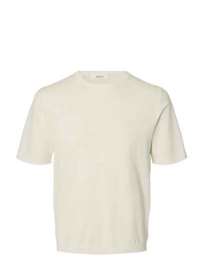 Selected Slmtorino Ss Knit Crew Neck Noos   Cream   XL