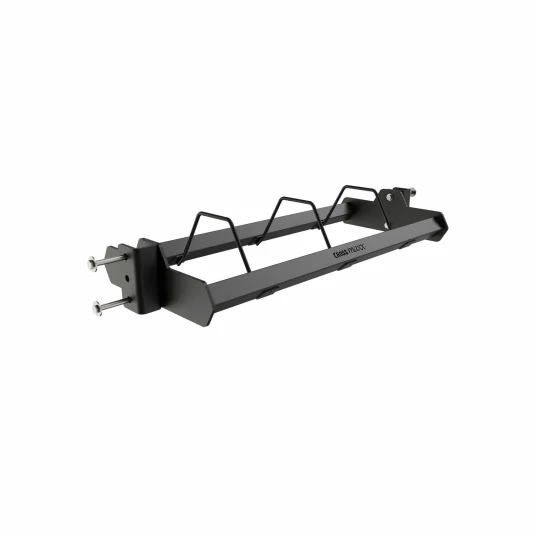Crossmaxx XL Plate Shelf 110 cm. Oppbevaring av bumper plates. 3 mm tykt stål. Vertikalt stativ. Matt svart.