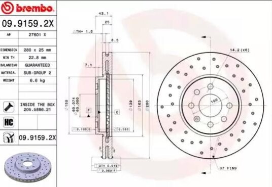 Bremseskive BREMBO 09.9159.2X