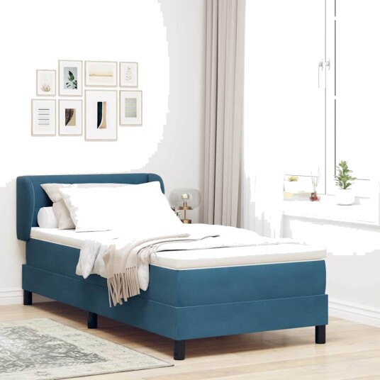 Box Spring Seng med Madrass Mørk Blå 80x200 cm Fløyel