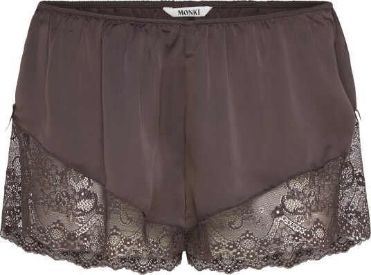 Monki Short Satin Lace Shorts Brown XXS