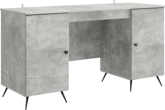 vidaXL Skrivebord med dør Betonggrå 142,5 x 50 x 75 cm Konstruert tre