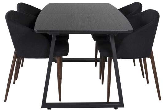 Venture Design Inca & Arch spisegruppe Svart/svart 4 st stoler & bord 160 x 85 cm