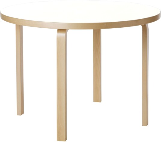 Artek - Aalto Bord 90a Vit Laminat Klarlackad Spisebord Alvar Hvit Tre