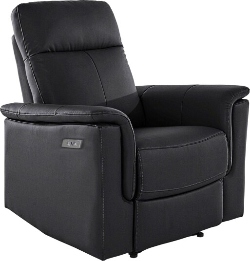 Recliner Southbrook Svart Ekte skinn/PU/Tre/Metall Elektrisk recliner Svart Ekte skinn/PU/Tre/Metall Elektrisk recliner