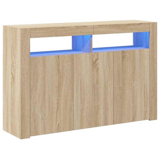 vidaXL Skjenk med LED-lys sonoma eik 115,5x30x75 cm