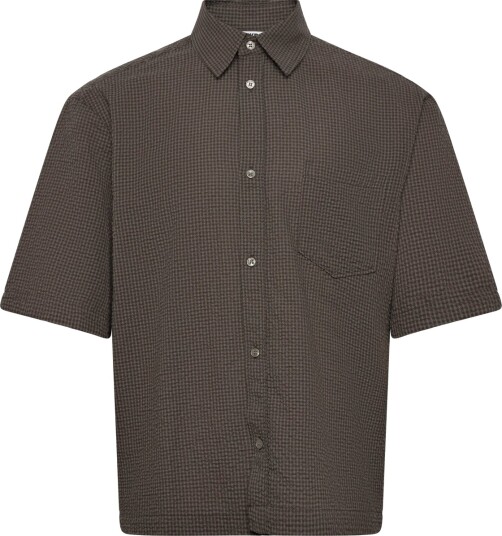 Weekday Relaxed Fit Short Sleeved Cotton Shirt   Brown   M