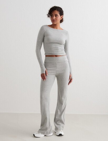 aim´n Ease Ribbed Long Sleeve Top - Grey - XS