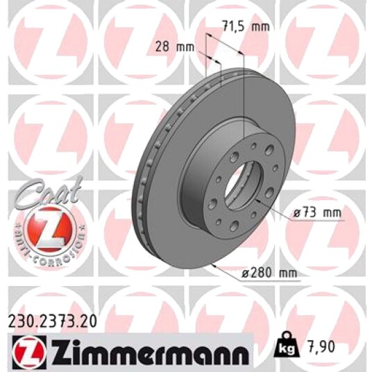 Bremseskive ZIMMERMANN 230.2373.20