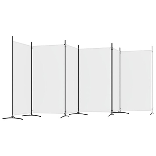 vidaXL Romdeler med 6 paneler hvit 520x180 cm stoff