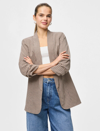 Pieces Pcbosella 3/4 Printed Blazer Noos Bc - Beige - XS