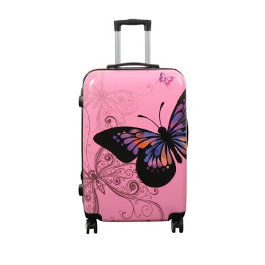 Borg Living Koffert - Hardcase koffert - Størrelse Mellomstor - Koffert med motiv - Sommerfugl rosa - Eksklusiv lettvekt reise koffert Borg Living Koffert - Hardcase koffert - Størrelse Mellomstor - Koffert med motiv - Sommerfugl rosa - Eksklusiv lettvekt reise koffert