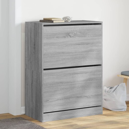  Skoskap med 2 vippeskuffer grå sonoma 80x42x108 cm 8721012385986