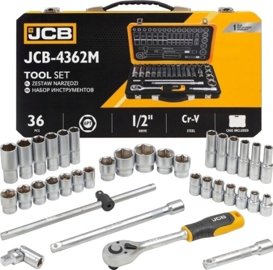 JCB Fastnøkkelsett 36 Deler 1/2" 8 32mm 4362M
