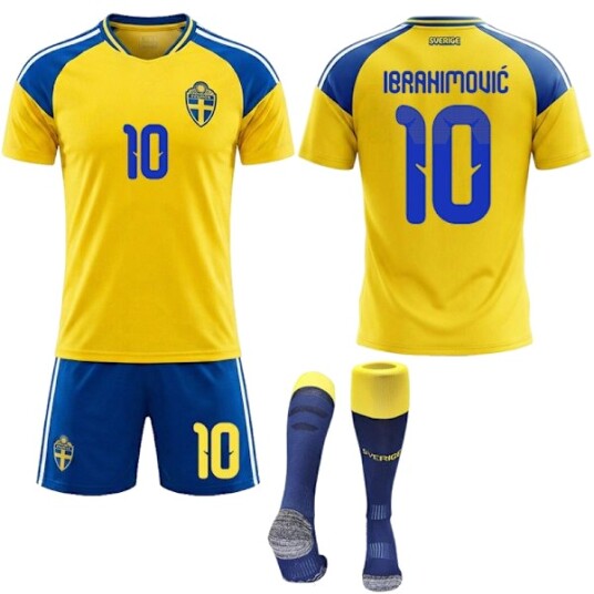 2026 VM Sverige Hjemmedrakt Barn Voksen med Sokker Nr. 10 Ibrahimovic BT