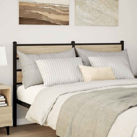 Utskiftbar sengegavl sonoma eik 140 cm jern og konstruert tre