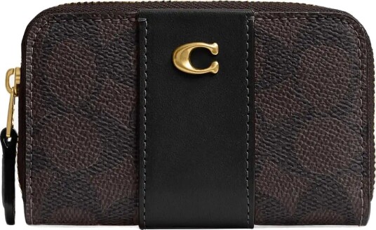 Coach Essential Small Zip Around Card Case B4/WALNUT BLACK One Size