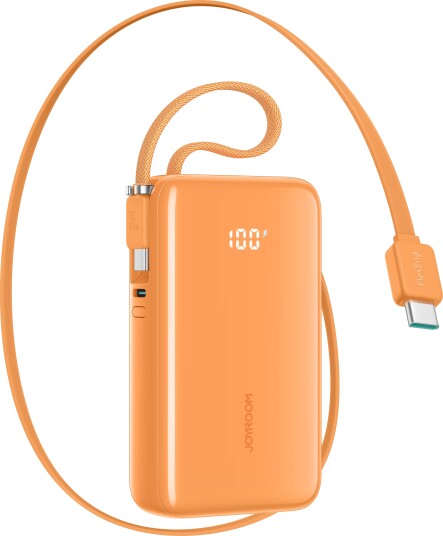 Joyroom JR-PR2L 35 W 10 000 mAh powerbank med innebygde USB-C-kabler Oransje