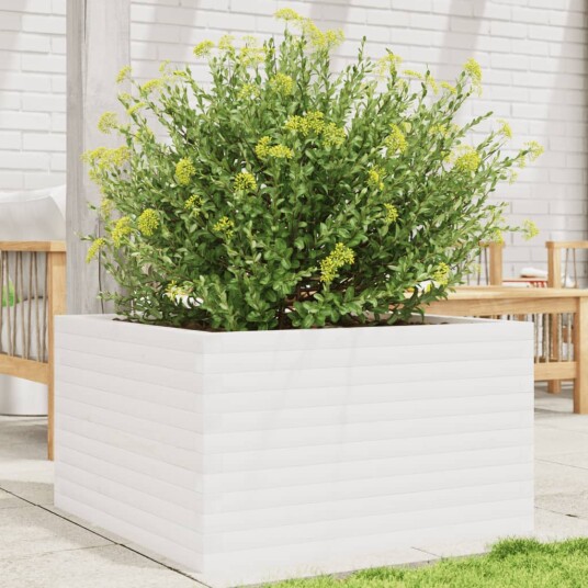 Plantekasse hvit 80x80x45,5 cm heltre furu