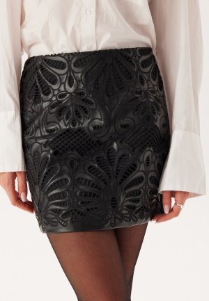 ONLY Onlsima Mw Brod Ang Faux Leat Black Detail:black Emb XS