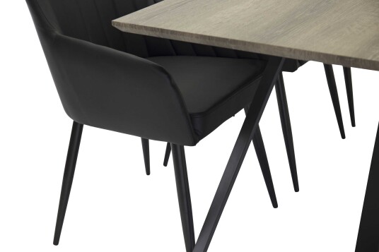 Venture Design Marina & Comfort spisegruppe Grå/svart 6 st stoler & bord 180 x 90 cm