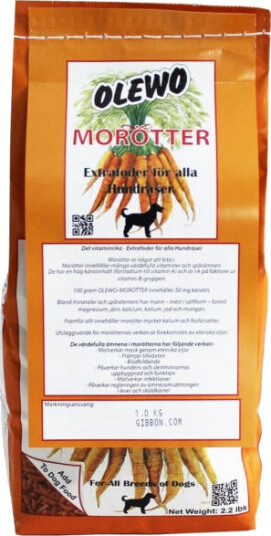 Olewo Gulrotpellets For Hund (1 kg) Olewo Gulrotpellets For Hund (1 kg)