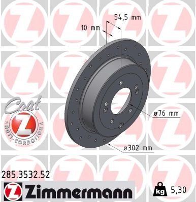 Bremseskive ZIMMERMANN 285.3532.52