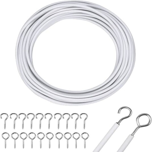 Nettgardin Wire 10M Gardin Wire Hvit Gardin Wire med Gardin