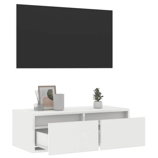  TV-benk med LED-lys hvit 75x35,5x25 cm 8721158663429