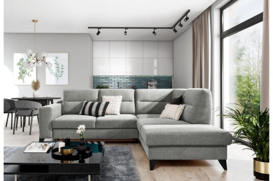 Anglika Sofa m. Sjeselong 4 seters   Grå