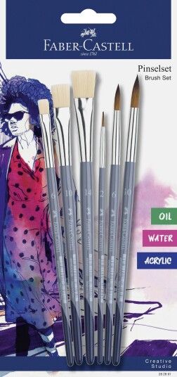 Faber-Castell - Brush round 3x and flat 3x on BC (282891)