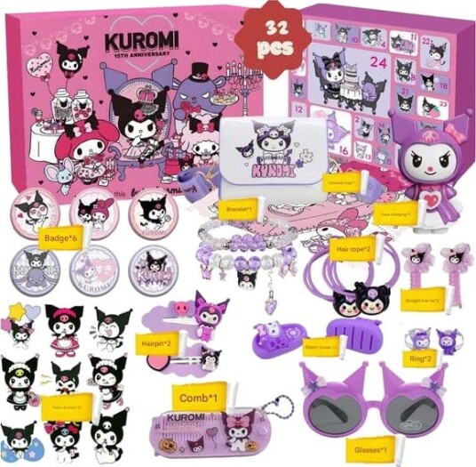 2026 Ny adventskalender Kuromi kalender blindboks 24 dager nedtelling til jul gave adventskalender barnas overraskelsesgave Kuromi
