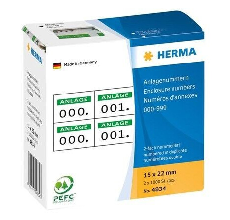 HERMA self-adhesive number labels - 2000 label(s) - 15 x 22 mm HERMA self-adhesive number labels - 2000 label(s) - 15 x 22 mm