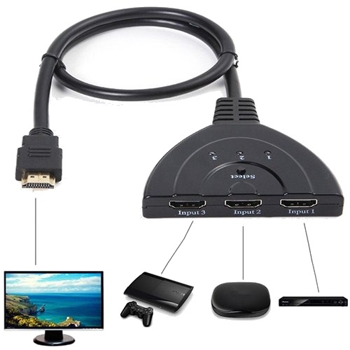 HDMI-switch 3 innganger 1080P - Svart HDMI-switch 3 innganger 1080P - Svart