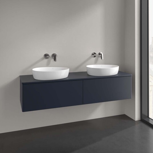 Villeroy & Boch Antao Servantskap med 2 skuffer 160x50x36 cm m/lys Blå Matt Villeroy & Boch Antao Servantskap med 2 skuffer 160x50x36 cm m/lys Blå Matt